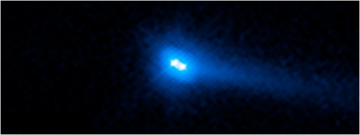 Images of the comet P/2006 VW139 using Hubble show it to be a binary pair of objects.Credit: NASA, ESA, and J. Agarwal (Max Planck Institute for Solar System Research)