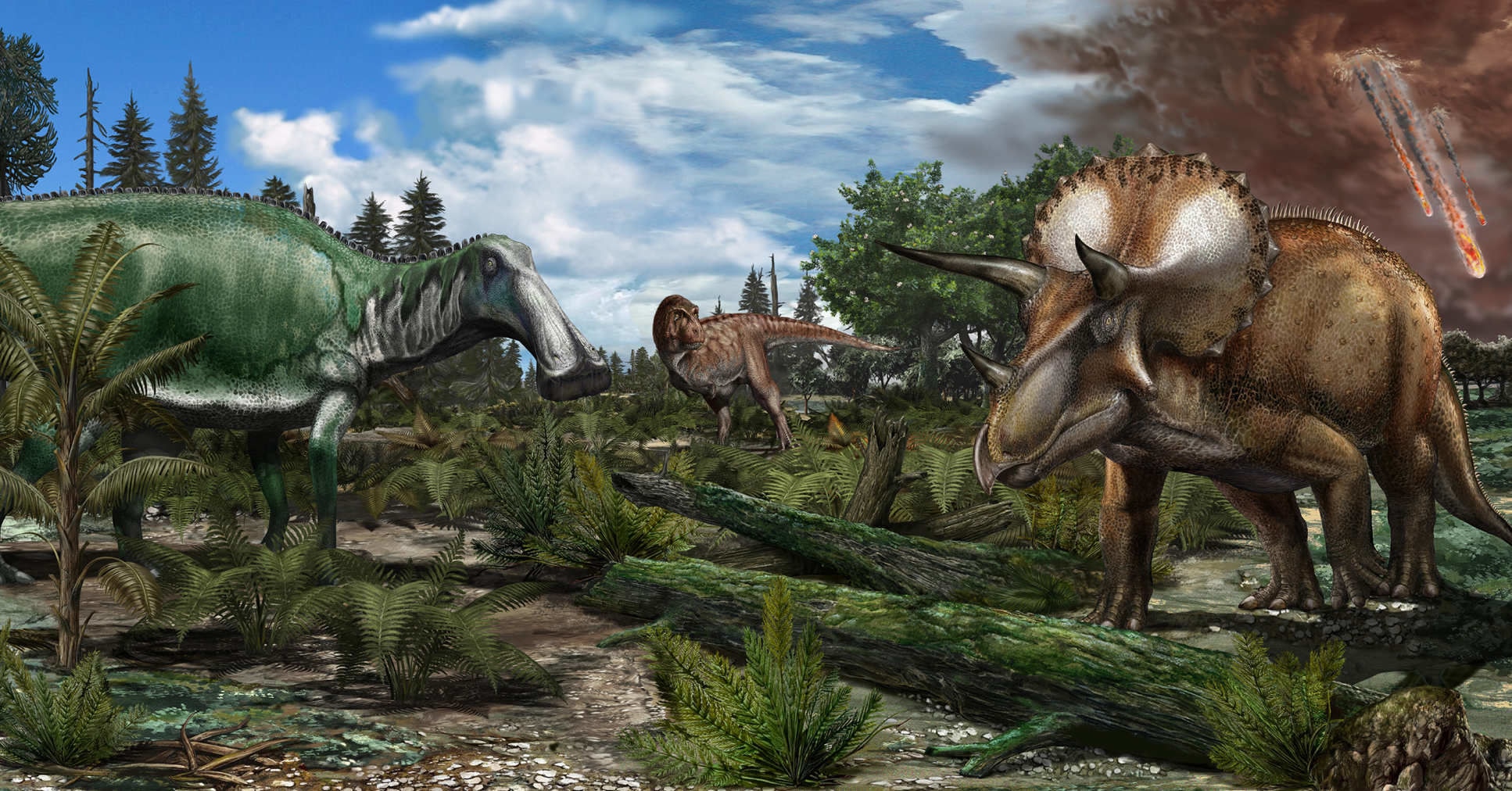 Artwork depicting the last day of the Cretaceous Period. Credit: Davide Bonadonna via Imperial College London