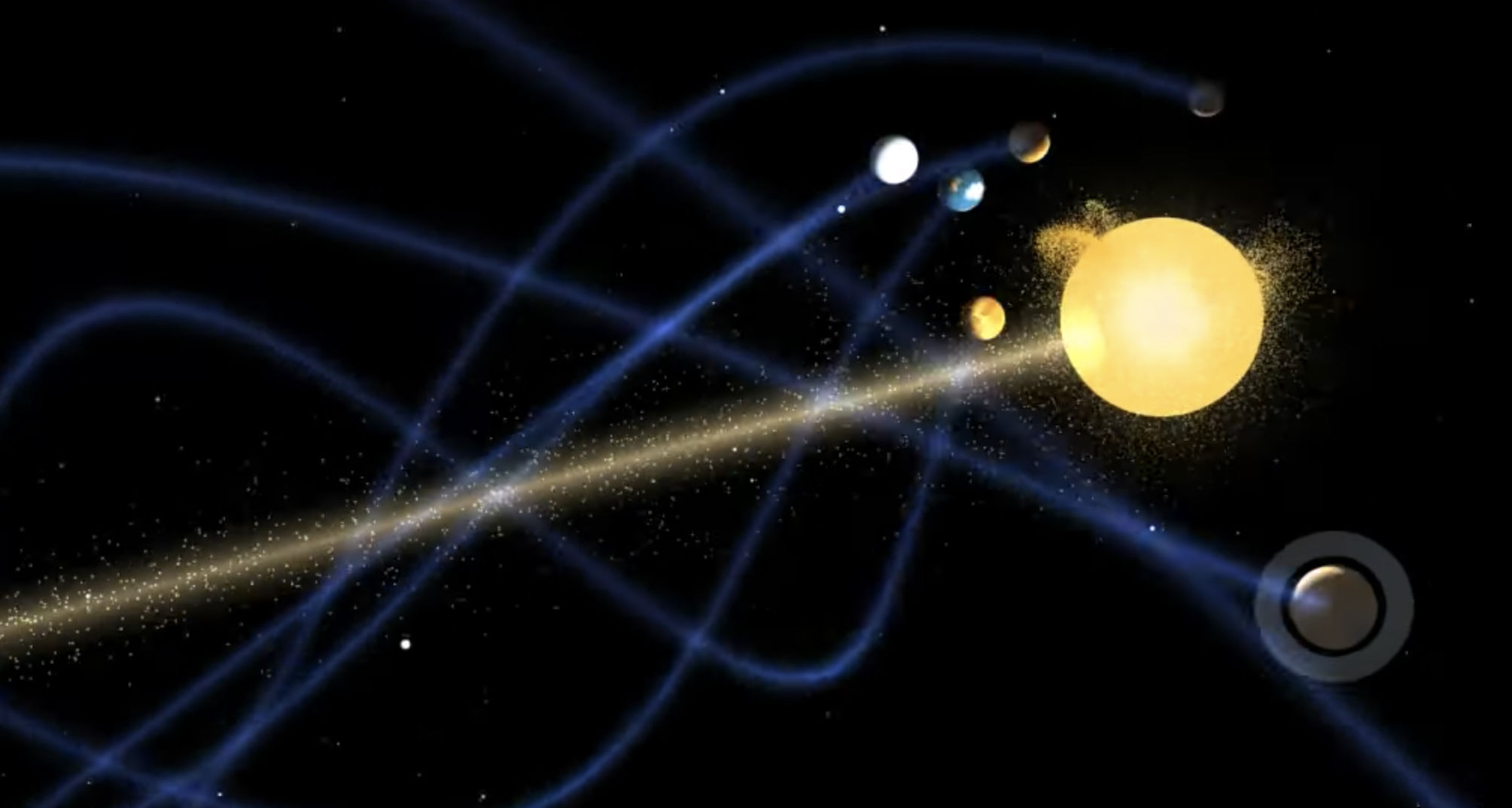 A still frame from DJ Sadhu's video claiming the solar system moves through the galaxy along a vortex. This claim is—to be charitable—incorrect. Credit: DJ Sadhu, from the video