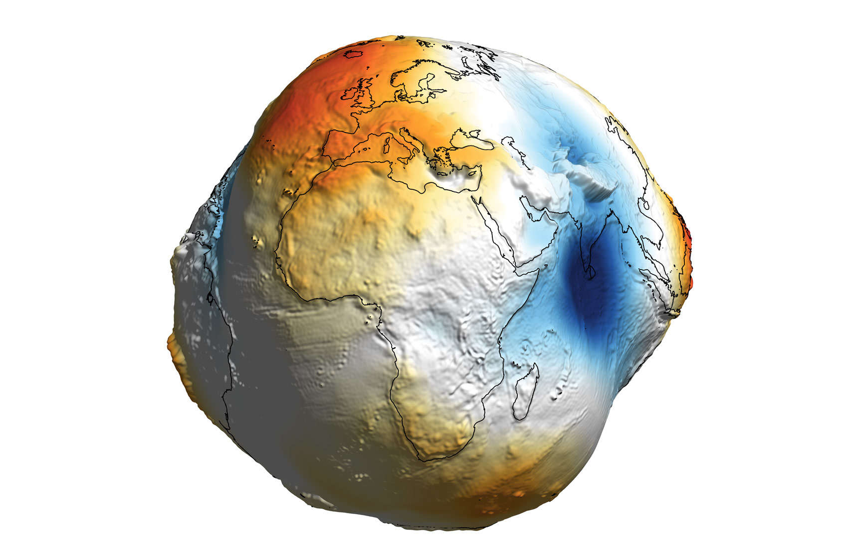 The Earth's geoid, a representation of the gravitational potential of Earth. Credit: Aleš Bezděk