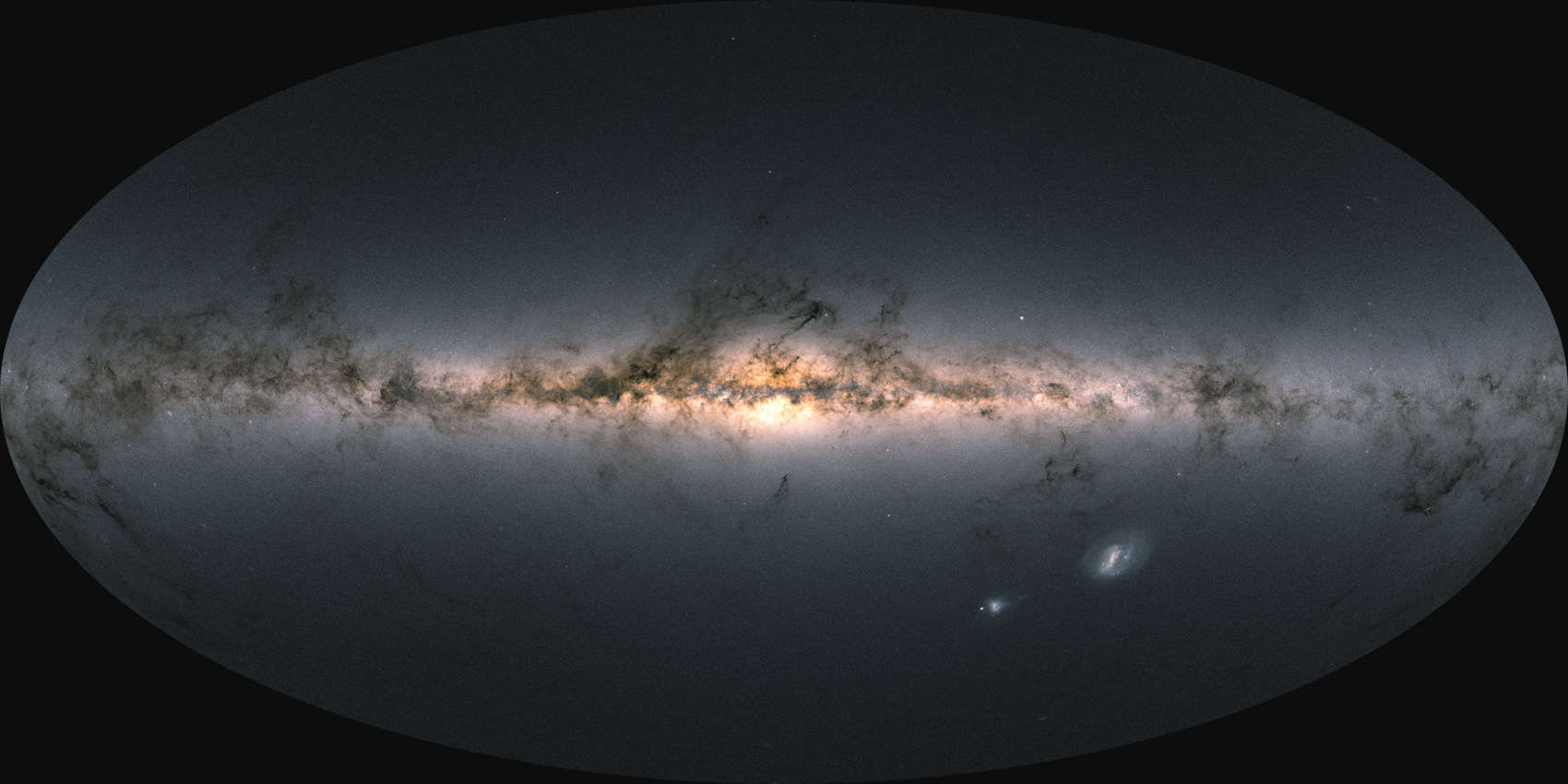 This is not a photo! It’s an all-sky map of 1.8 billion stars in our galaxy, created from Gaia data showing the stars’ positions, brightnesses, and colors. Credit: ESA/Gaia/DPAC; CC BY-SA 3.0 IGO. Acknowledgement: A. Moitinho