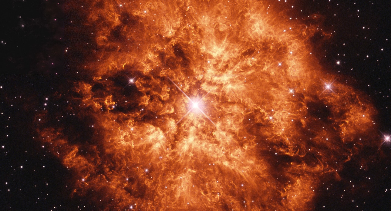 The huge nebula M1-67 around the Wolf-Rayet star WR124. Credit: ESA/Hubble & NASA / Judy Schmidt