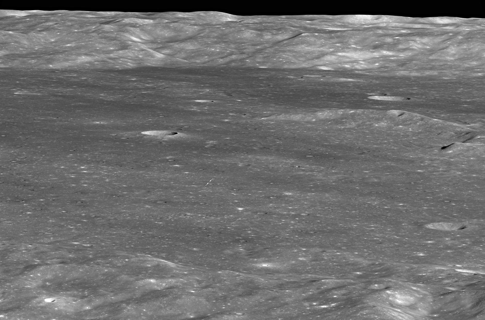 The Lunar Reconnaissance Orbiter took tis image of von Kármán crater on the Moon’s far side, showing the location of the Chinese lander and rover Chang’e-4 and Yutu-2. Credit: NASA/GSFC/Arizona State University