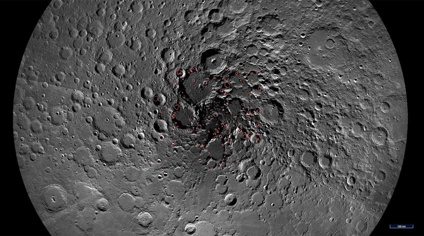 A map of the Moon's north pole showing areas where ice may lie. Credit: NASA/GSFC/Arizona State University