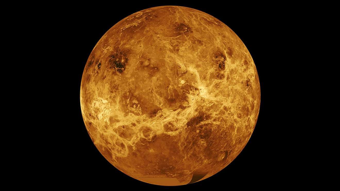 Global radar view of Venus by the Magellan and Pioneer Venus Orbiter showing the topology of the surface. Credit: NASA/JPL-Caltech