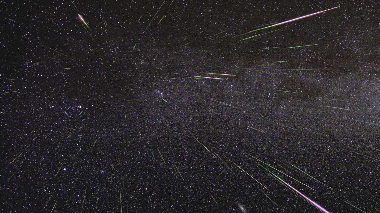 A meteor shower — in theis case, the Perseids — is usually composed of small bits material sloughed off a comet that burn up in our atmosphere. Credit: NASA/JPL