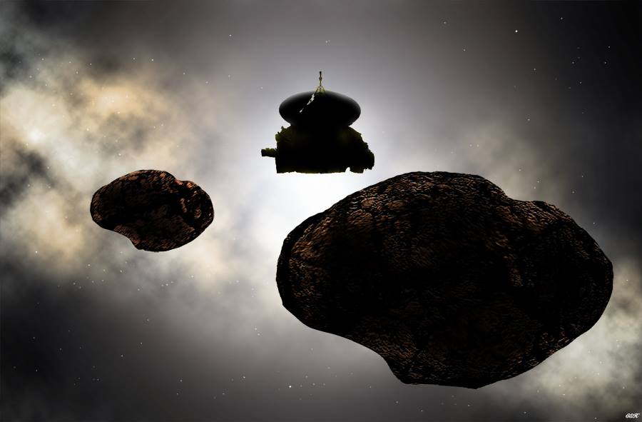 Artwork showing New Horizons flying past MU69... or whatever it will be called by then. Credit: NASA/Johns Hopkins University Applied Physics Laboratory/Southwest Research Institute