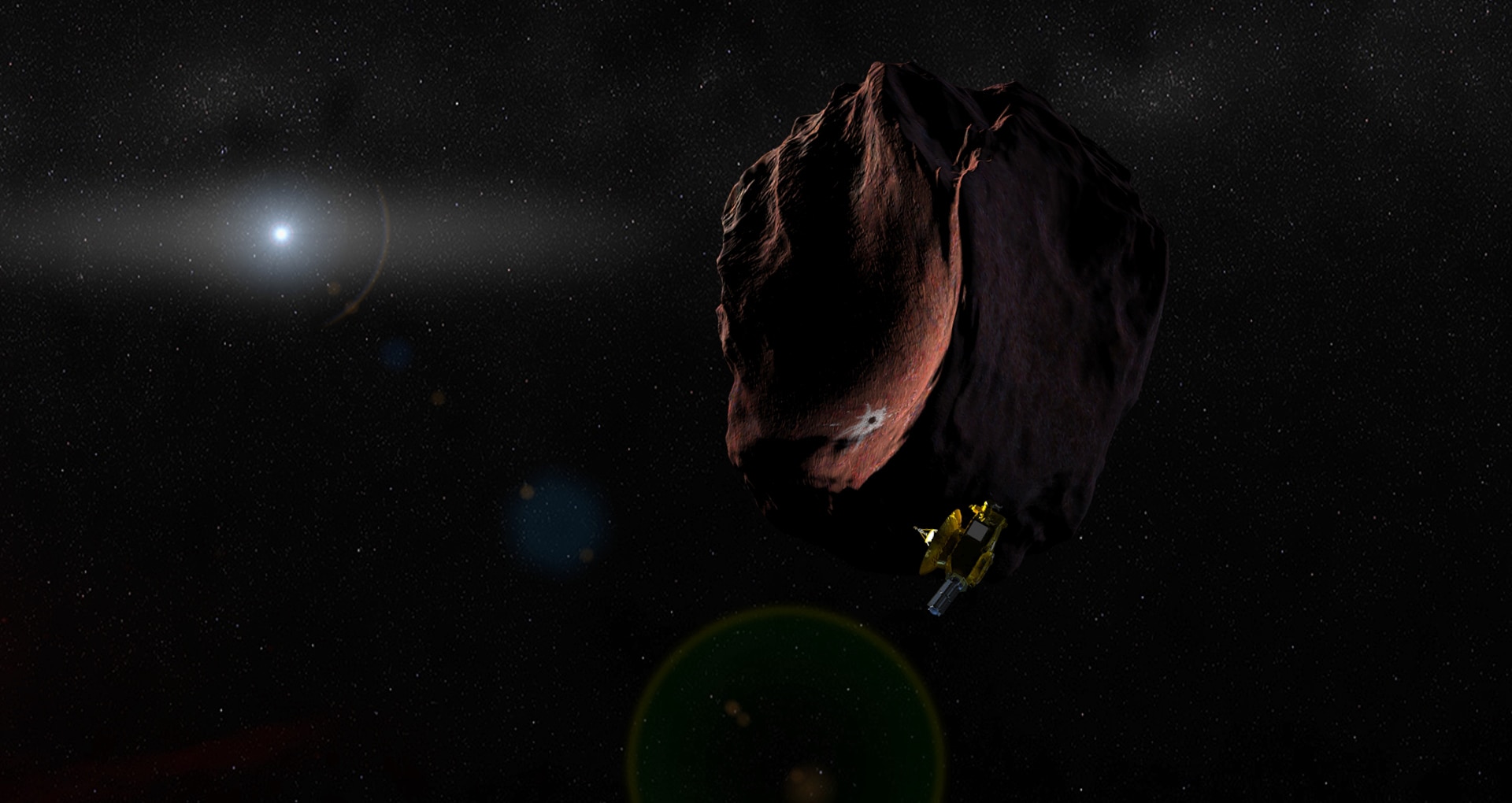 artwork of New Horizons and MU69