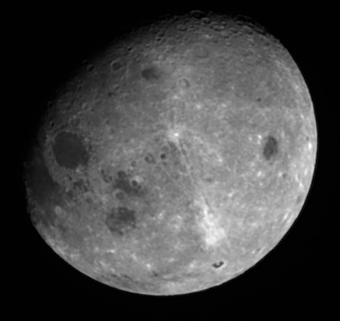 The Moon from 1.2 million kilometers away shows a large amount of the lunar far side, hidden from Earth. Credit: NASA/Goddard/University of Arizona/Lockheed Martin