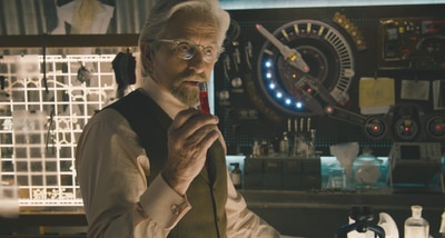 Hank Pym shows off his invention, the Pym Particle in Ant-Man.