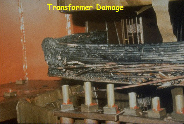 Damage done to a transformer during the 1989 solar storm. Credit: NASA