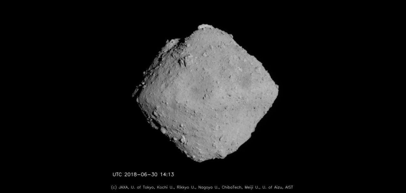 The asteroid Ryugu from 20 kilometers away. Credit: JAXA, University of Tokyo, Kochi University, Rikkyo University, Nagoya University, Chiba Institut