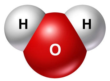 A water molecule has two atoms of hydrogen and one of oxygen. Credit: Shutterstock/Lightspring