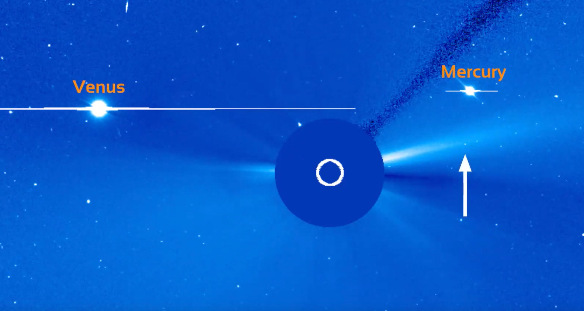 The comet-like asteroid 322P/SOHO was seen once again by SOHO in August 2019. Credit: ESA/NASA SOHO and Karl Battams