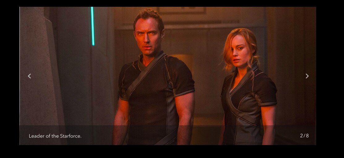 Jude Law Brie Larson Captain Marvel website screenshot