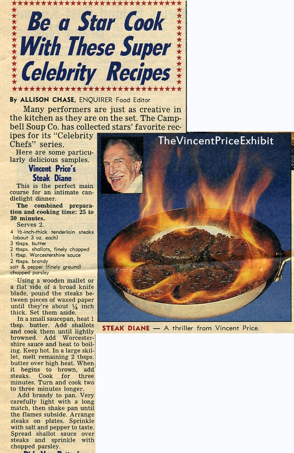 Fantastic Feasts: Set your tastebuds on fire with Vincent Price's Steak ...