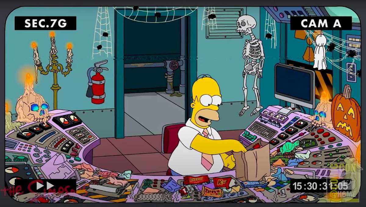 the simpsons halloween 2020 Comic Con Home Homer Binges On Candy In Clip From Treehouse Of Horror 2020 the simpsons halloween 2020