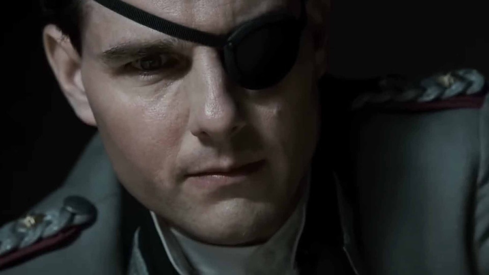 Colonel Claus von Stauffenberg (Tom Cruise) dons a black eye patch in Valkyrie (2008).