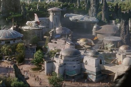 Star Wars: Galaxy's Edge Concept Art- Falcon landing at Black Spire Disney Parks
