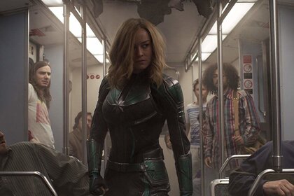 Captain Marvel Carol on train