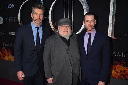 David Benioff, George R.R. Martin, and D.B. Weiss at Thrones S8 premiere