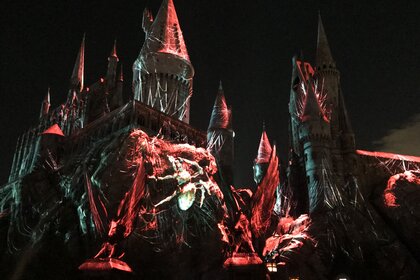 Universal Studios Dark Arts at Hogwarts Castle light show