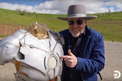 Adam Savage demonstrates Iron Man suit for Savage Builds on Discovery