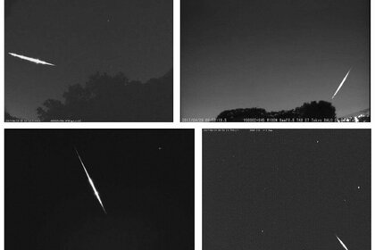 Images from different cameras of the SonotaCo Network show the bright fireball of 28 April 2017 over Japan. The meteoroid likely came from the asteroid 2003 YT1.