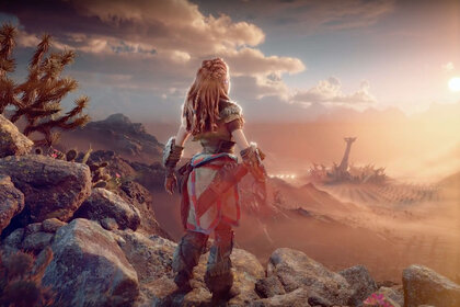 Aloy looks to the sun in Horizon Forbidden West