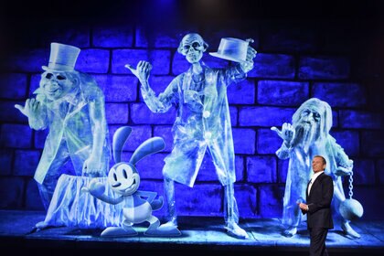 Scene from The Haunted Mansion featuring Disney CEO Bob Iger