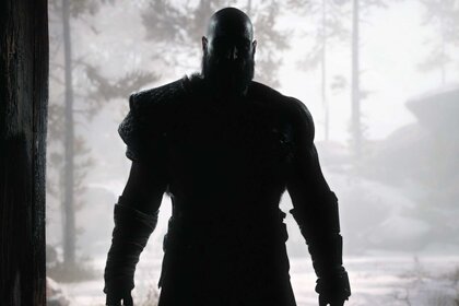 Kratos in silhouette in God of War