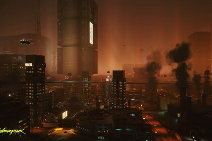 Night City vista in Cyberpunk 2077