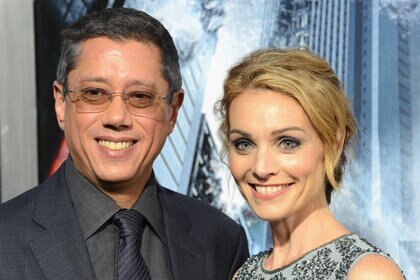 (L-R) Director Dean Devlin and wife/actress Lisa Brenner