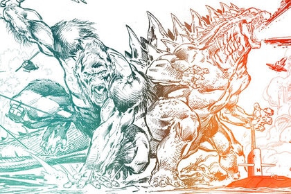 Promo art for Godzilla & Kong: The Cinematic Storyboard Art of Richard Bennett