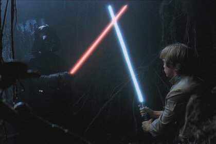 Luke Skywalker and Darth Vader in Star Wars: Empire Strikes Back