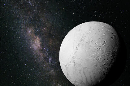 artist's impression of the water ice moon Enceladus