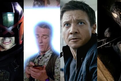 (L-R) Dredd (2012), Quantum Leap, Spider-Man 3 (2007), and The Bourne Legacy (2012)