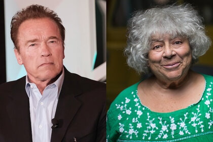 Arnold Schwarzenegger and Miriam Margoyles