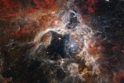 The center of the immense Tarantula Nebula in the Large Magellanic Cloud