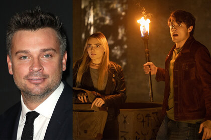(L-R): Tom Welling; Meg Donnelly as Mary and Drake Rodger as John in The Winchesters