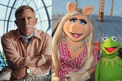 Daniel Craig in Glass Onion: A Knives Out Mystery (2022); Miss Piggy and Kermit the Frog