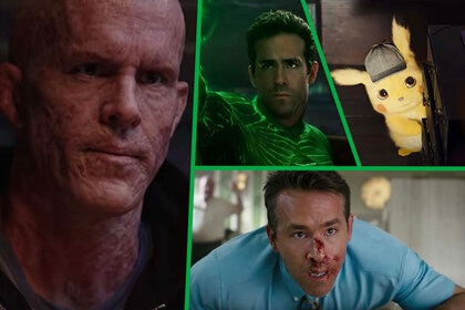 Ryan Reynolds in  Deadpool (2016), Green Lantern (2011), Pokémon Detective Pikachu (2019), Free Guy (2021).