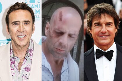 Nicolas Cage, Bruce Willis in 12 Monkeys, and Tom Cruise
