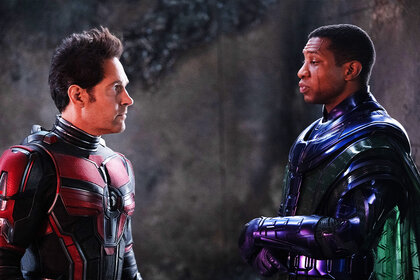 Paul Rudd and Jonathan Majors in ANT-MAN AND THE WASP: QUANTUMANIA (2023).