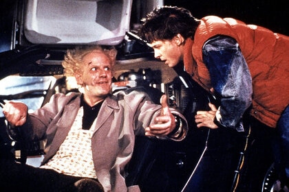 Christopher Lloyd and Michael J Fox in  Back To The Future (1984)