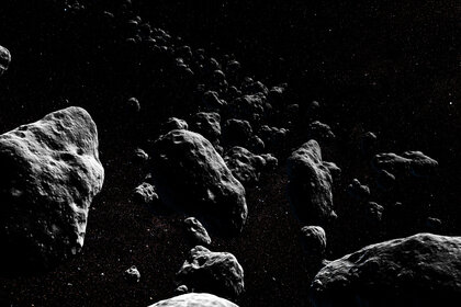 Asteroids, computer artwork.