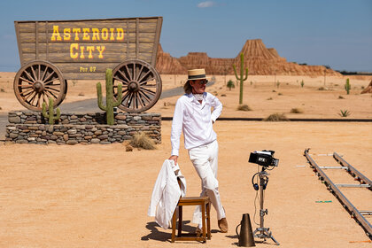 Wes Anderson on set for Asteroid City (2023)