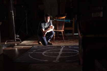 A BTS scene from Blumhouse's Exorcist:The Believer