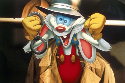 Roger Rabbit holding handcuffs in Who Framed Roger Rabbit (1988)