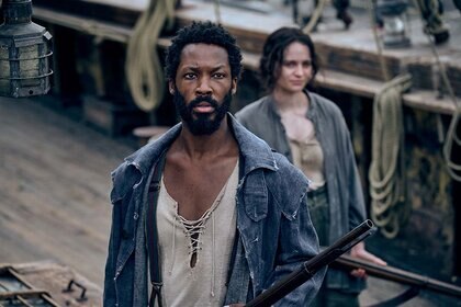 (from left) Clemens (Corey Hawkins) and Anna (Aisling Franciosi) in The Last Voyage of the Demeter (2023)